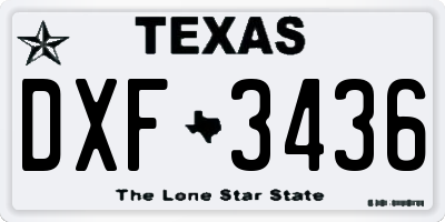 TX license plate DXF3436