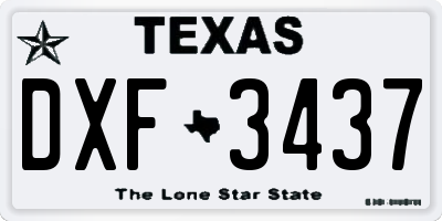 TX license plate DXF3437