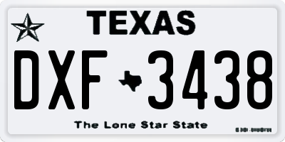 TX license plate DXF3438