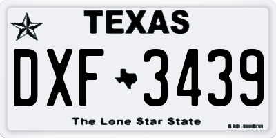 TX license plate DXF3439