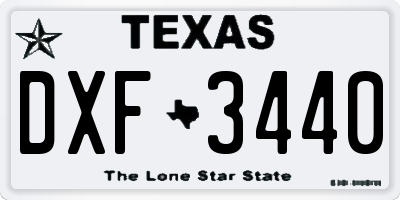 TX license plate DXF3440