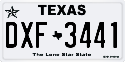TX license plate DXF3441