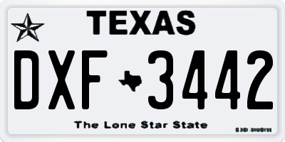 TX license plate DXF3442