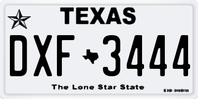 TX license plate DXF3444
