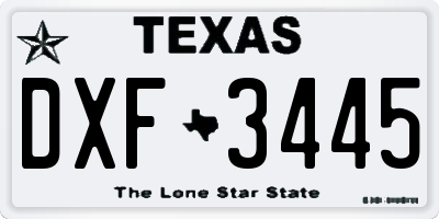 TX license plate DXF3445