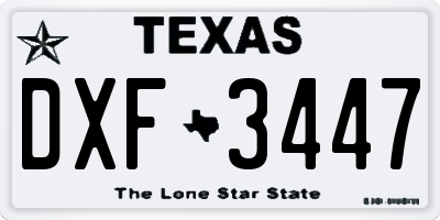 TX license plate DXF3447