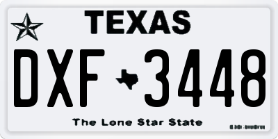 TX license plate DXF3448