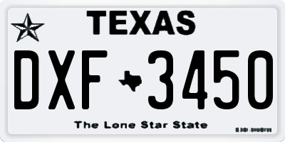 TX license plate DXF3450