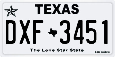 TX license plate DXF3451