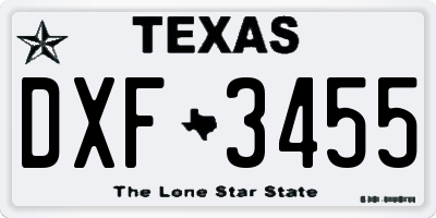 TX license plate DXF3455