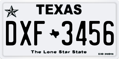 TX license plate DXF3456