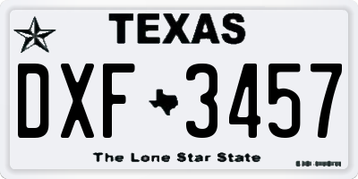 TX license plate DXF3457
