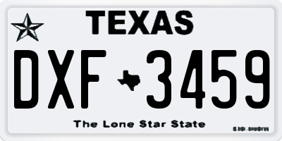 TX license plate DXF3459