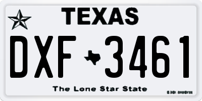 TX license plate DXF3461