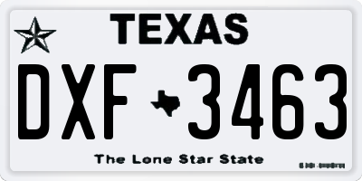 TX license plate DXF3463