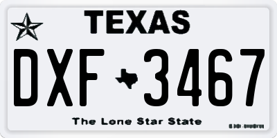 TX license plate DXF3467