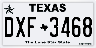 TX license plate DXF3468