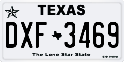 TX license plate DXF3469