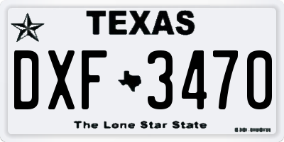 TX license plate DXF3470