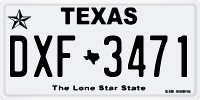 TX license plate DXF3471
