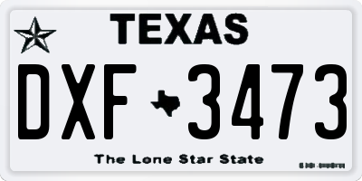 TX license plate DXF3473