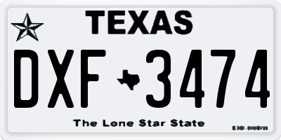 TX license plate DXF3474