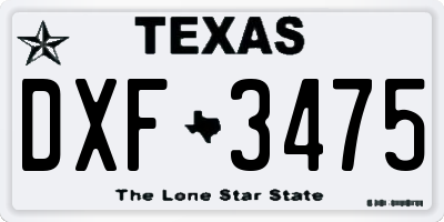 TX license plate DXF3475