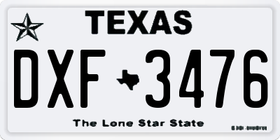 TX license plate DXF3476