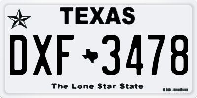 TX license plate DXF3478