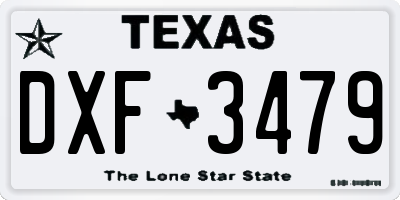 TX license plate DXF3479
