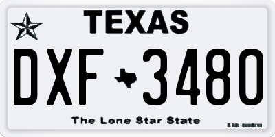 TX license plate DXF3480