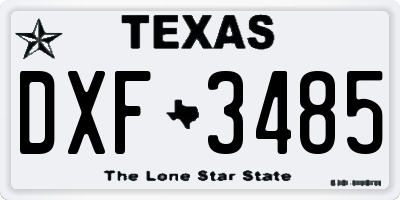 TX license plate DXF3485