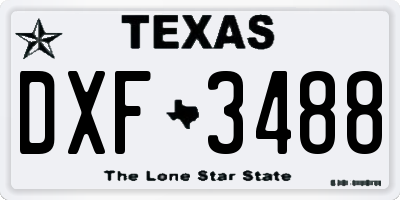 TX license plate DXF3488
