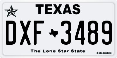 TX license plate DXF3489