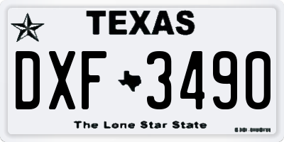 TX license plate DXF3490