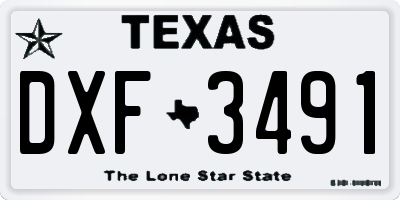 TX license plate DXF3491