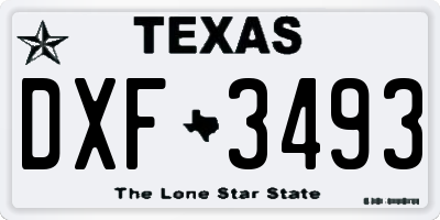 TX license plate DXF3493