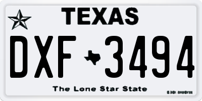 TX license plate DXF3494