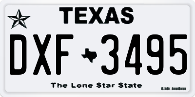 TX license plate DXF3495