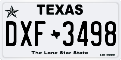 TX license plate DXF3498