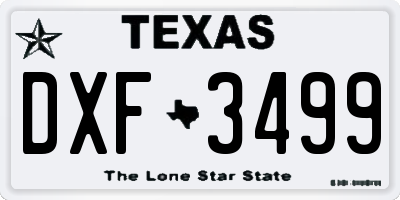 TX license plate DXF3499