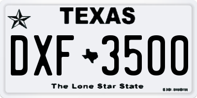 TX license plate DXF3500