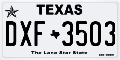 TX license plate DXF3503