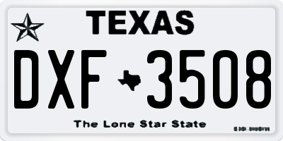 TX license plate DXF3508