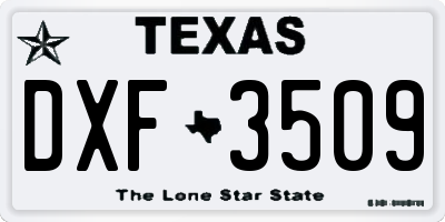 TX license plate DXF3509