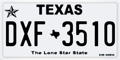 TX license plate DXF3510