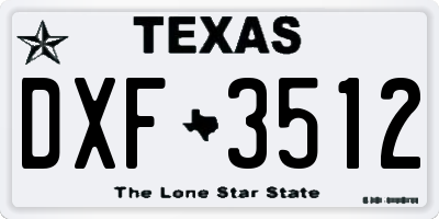 TX license plate DXF3512