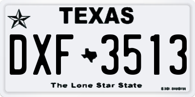 TX license plate DXF3513