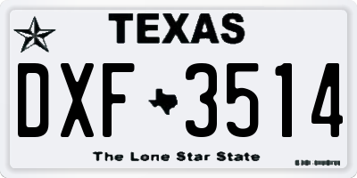 TX license plate DXF3514