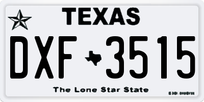 TX license plate DXF3515